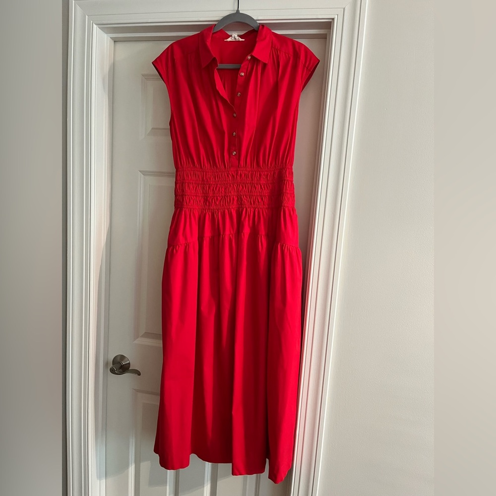 Lucky Brand Smocked Drop Waist Shirt Dress